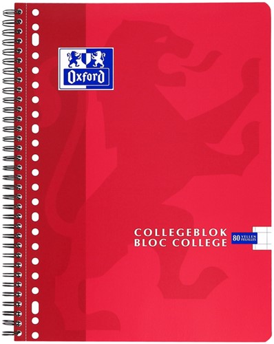 Collegeblok Oxford School A4 ruit 10x10mm 23-gaats 160pag 80gr assorti-2