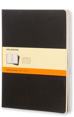 Schrift Moleskine 190x250mm lijn 240 pagina's 70gr zwart set à 3 stuks