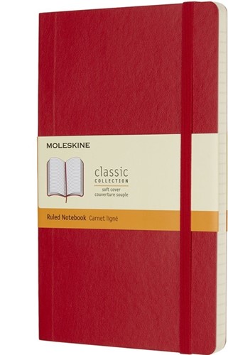 Notitieboek Moleskine large 130x210mm lijn soft cover scarlet red