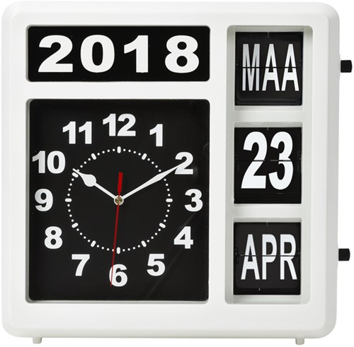 Wandklok Perel analoog 37x39cm  nederlandse versie wit