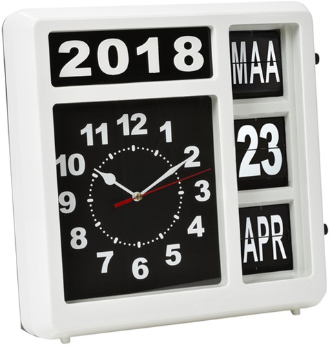 Wandklok Perel analoog 310x310mm nederlandse versie wit-3