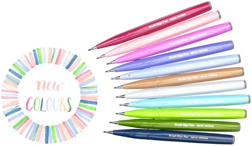 Brushpen Pentel Sign SES15C pastel assorti 12 stuks-2