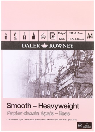 Tekenpapier Daler-Rowney Smooth Heavyweight 220gr A4 natuurlijk wit