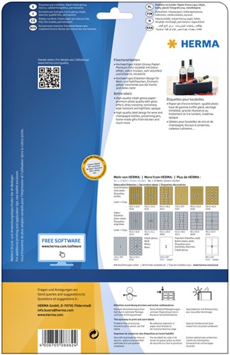 Etiket HERMA flessen 8882 90x120mm A4 glossy wit 40 stuks-2