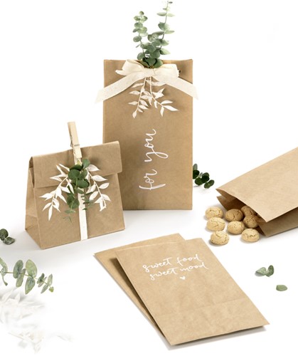 Blokbodemzak Folia 12x6x21cm foodsafe kraft set à 15 stuks-2