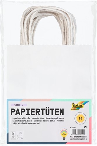 Tas met handvat Folia kraftpapier 110gr 18x21x8cm 20 stuks wit