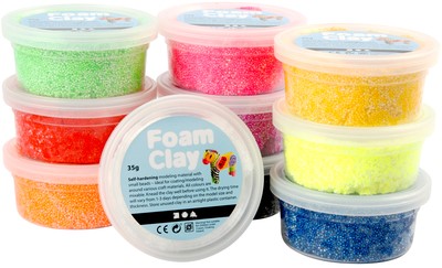 Klei Foam Clay basic 10 x 35gr 10 kleuren-3