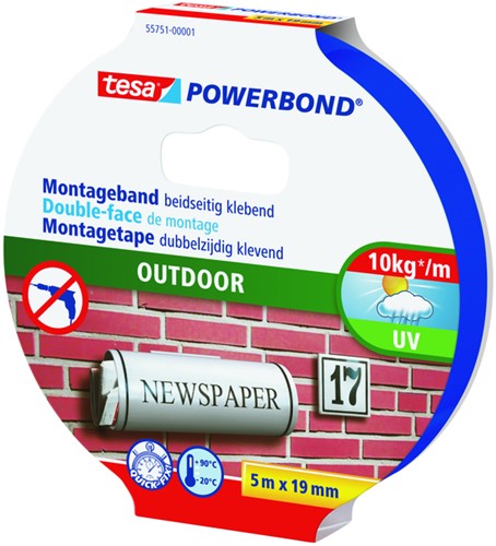 Montagetape tesa® Powerbond Outdoor dubbelzijdig 5mx19mm transparant-2