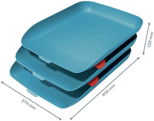 Brievenbak Leitz Cosy set van 3 A4 sereen blauw-2