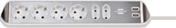 Stekkerdoos Brennenstuhl bureau Estilo 6vdig incl 2 USB 2m wit/zilver