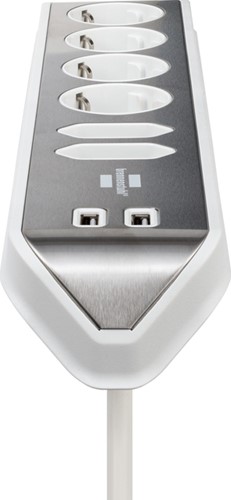 Stekkerdoos Brennenstuhl bureau Estilo 6 voudig inclusief 2 USB 2m meter wit/zilver-3