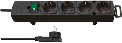 Stekkerdoos Brennenstuhl Comfort Plus 4vdg incl platte stekker 2m zw