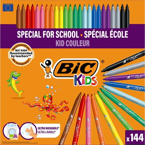 Kleurstiften BicKids couleur medium assorti schoolbox à 144 stuks-3