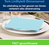 Dinerservet Tork Linstyle Premium 1/4 vouw 1-laags 390x390mm 50 vel aquablauw 478880-2