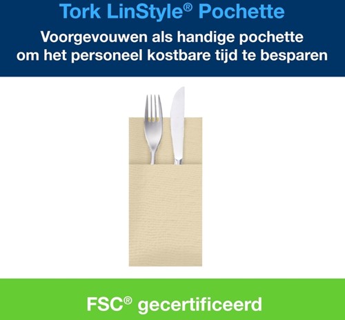Pochette Tork Linstyle Premium 1-laags 390x390mm crème 509609-2