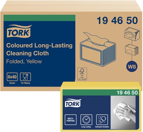 Reinigingsdoek Tork W8 Premium 1-laags 40 vel geel 194650