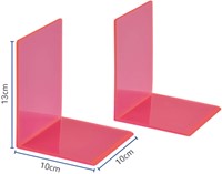 Boekensteun MAUL 10x10x13cm acryl set 2 neon rood transparant-4