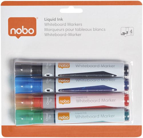 Whiteboardmarker Nobo Liquid ink schuin assorti 4mm 4st-3