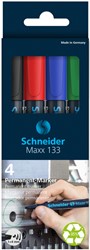 Permanent marker Schneider Maxx 133 schuin 1-4mm assorti 4 stuks