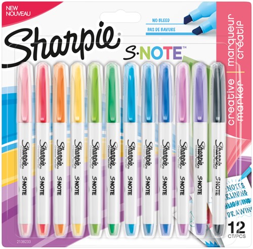 Markeerstift Sharpie S-note blister à 12 kleuren