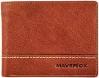 Portemonee Maverick Rough Gear met kleingeldvak RFID leer cognac