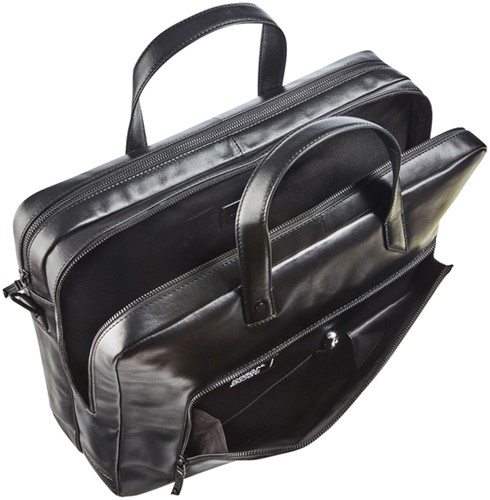 Businesstas Maverick All Black met laptopvak 15.6" leer zwart-3