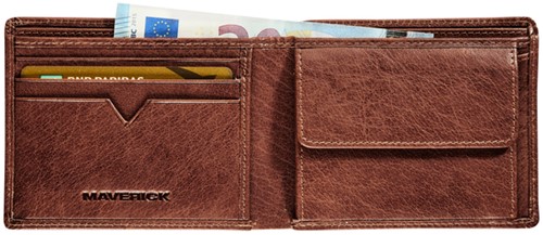 Portemonee Maverick Rough Gear compact kleingeldvak RFID leer bruin-2