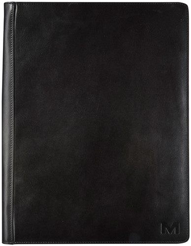 Schrijfmap Maverick All Black A4 met rits incl schrijfblok leer zwart