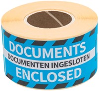 Waarschuwingsetiket Rillprint 46x125mm documents enclosed blauw 250 stuks