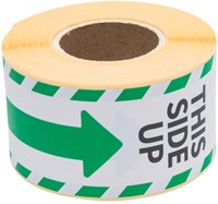 Waarschuwingsetiket Rillprint 46x125mm this side up wit groen 250 stuks