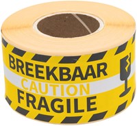 Waarschuwingsetiket Rillprint 46x125mm fragile geel 250 stuks-2