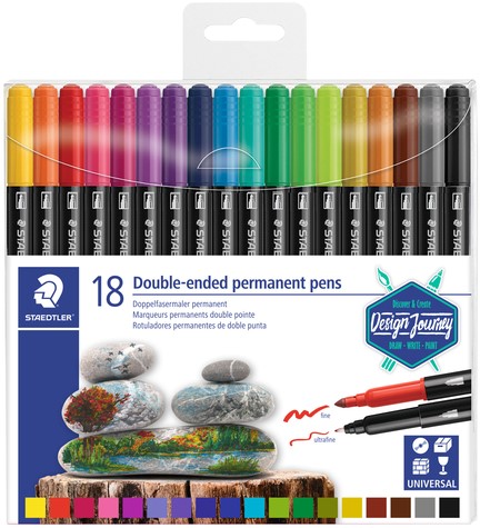 Viltstift Staedtler Design Journey permanent dubbele punt 18 kleuren