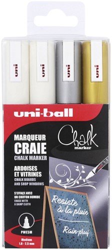 Krijtstift Uni-ball Chalk rond set à 4 stuks