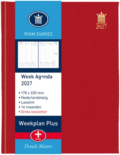 Agenda 2027 Ryam Weekplan Plus Mundior groot letter 7dagen/2pagina's assorti-3