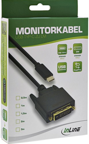 Kabel inLine USB-C DVI 24+1 3.1 1080P M/M 2 meter zwart-2