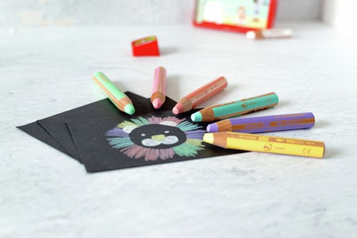 Kleurpotloden STABILO 880 woody inclusief puntenslijper pastel assorti etui à 6 stuks-3