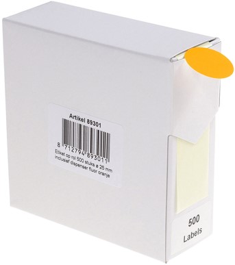 Etiket Rillprint 25mm op rol fluor oranje 500 stuks-2
