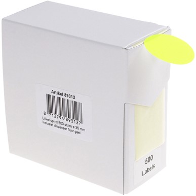 Etiket Rillprint 35mm op rol fluor geel 500 stuks-2
