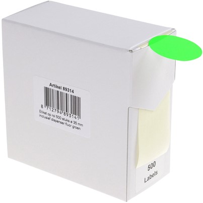 Etiket Rillprint 35mm op rol fluor groen 500 stuks-2