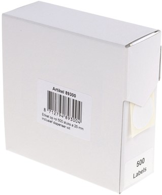 Etiket Rillprint 25mm 500st op rol wit