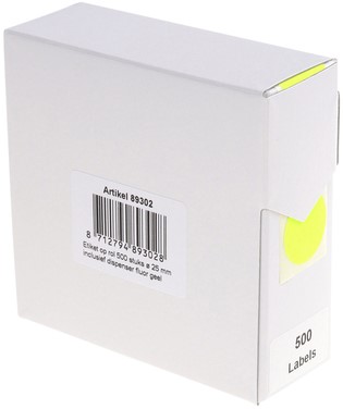 Etiket Rillprint 25mm op rol fluor geel 500 stuks