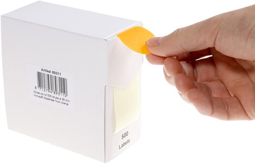 Etiket Rillprint 35mm op rol fluor oranje 500 stuks-3