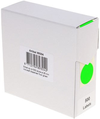 Etiket Rillprint 25mm op rol fluor groen 500 stuks