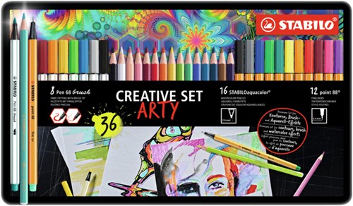 Creative set STABILO 87/3193 Arty assorti metalen etui à 36 stuks