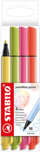 Viltstift STABILO pointmax etui à 4 pastel kleuren