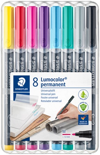 Viltstift Staedtler Lumocolor 317 permanent M set à 8 kleuren