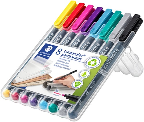 Viltstift Staedtler Lumocolor 317 permanent M set à 8 kleuren-3