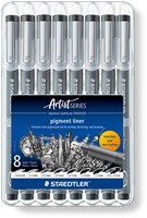 Fineliner Staedtler Pigment 308 zwart 8 stuks