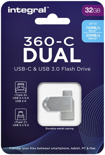 USB stick 3.0 Integral USB-360-C Dual USB-A 32GB-3