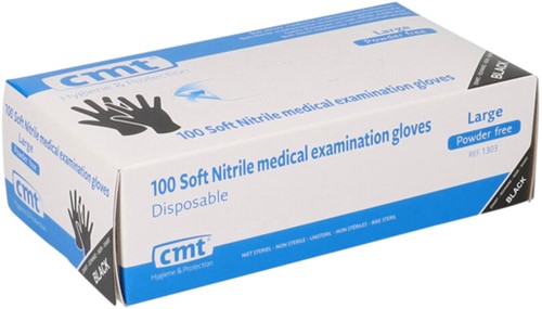 Handschoen CMT L soft nitril zwart 100 stuks